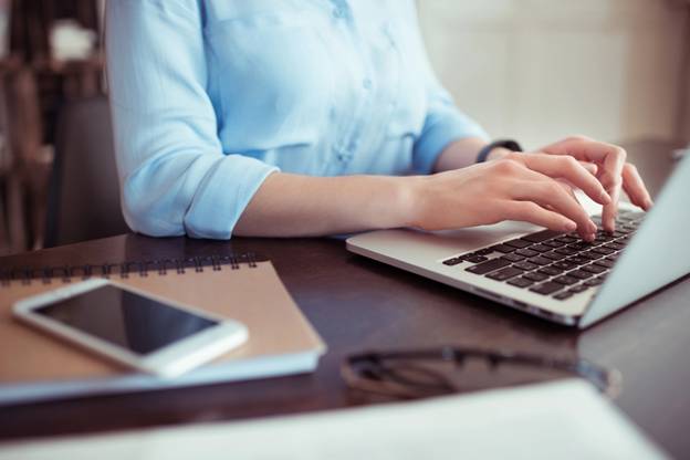Woman working on a laptop