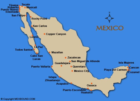 Map of Mexico leadership retreat destinations for executive offsites
