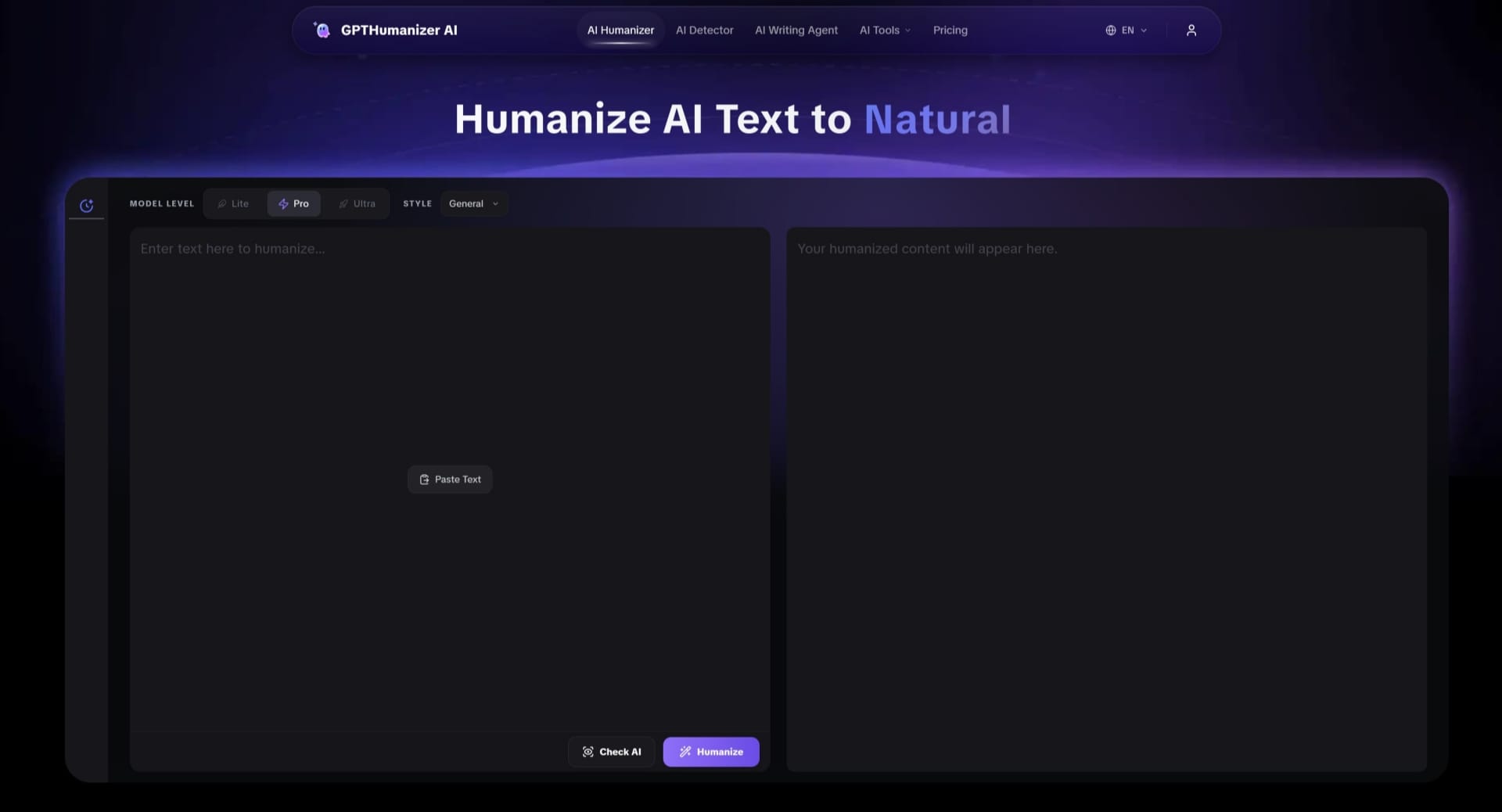 GPTHumanizer AI homepage