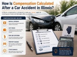 Illinois car accident compensation factors in medical bills, lost wages, property damage, and pain suffering.