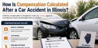 Illinois car accident compensation factors in medical bills, lost wages, property damage, and pain suffering.